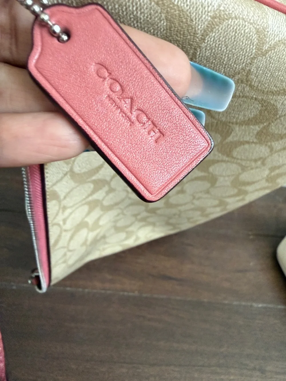 Coach Tan and Pink Logo Wristlet Set - Picture 4 of 7